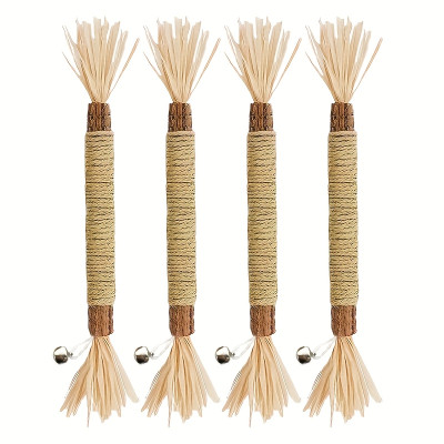 4 قطع من أعواد لعبة القط السيلفرفينية الطبيعية، أل...