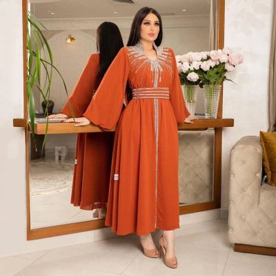 فستان ماكسي نسائي جديد بأكمام كيمونو مرصع بالألماس...
