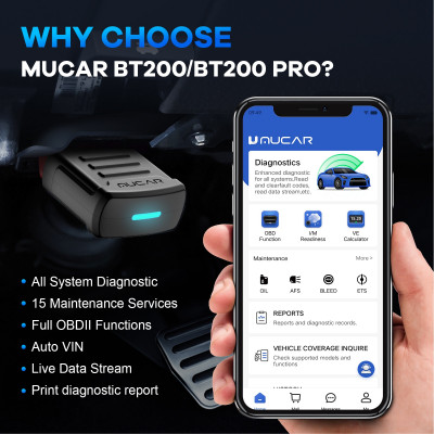 أداة تشخيص الماسح الضوئي MUCAR BT200/BT200 Pro OBD...