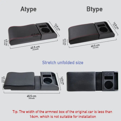 SEAMETAL سيارة مسند الذراع صندوق موسع الكوع دعم العالمي السيارات الذراع الراحة مع USB شحن منافذ حامل الكأس قابل للتعديل طول