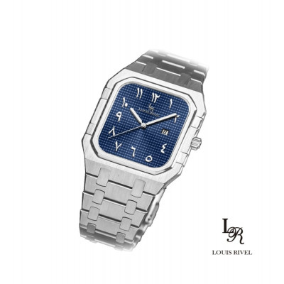 ساعة رجالي لويس ريفال 2529 فضي ميناء ازرق
