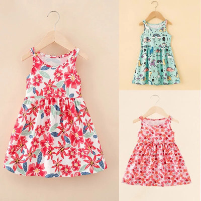 Sleeveless Printed Dress Milk Silk Material Comfor...