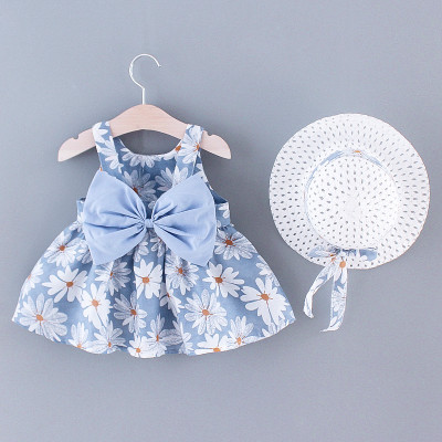 2pcs Baby Girls Sleeveless Daisy Print Back Big Bo...