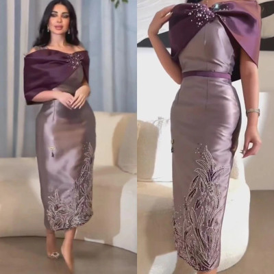 Aleeshuo Saudi Arabia Mermai Prom Dress Satin Off...