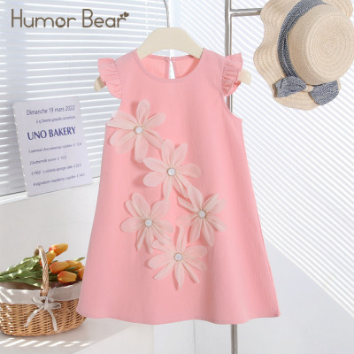 Humor Bear Summer Girl's Dress Solid Color Large F...