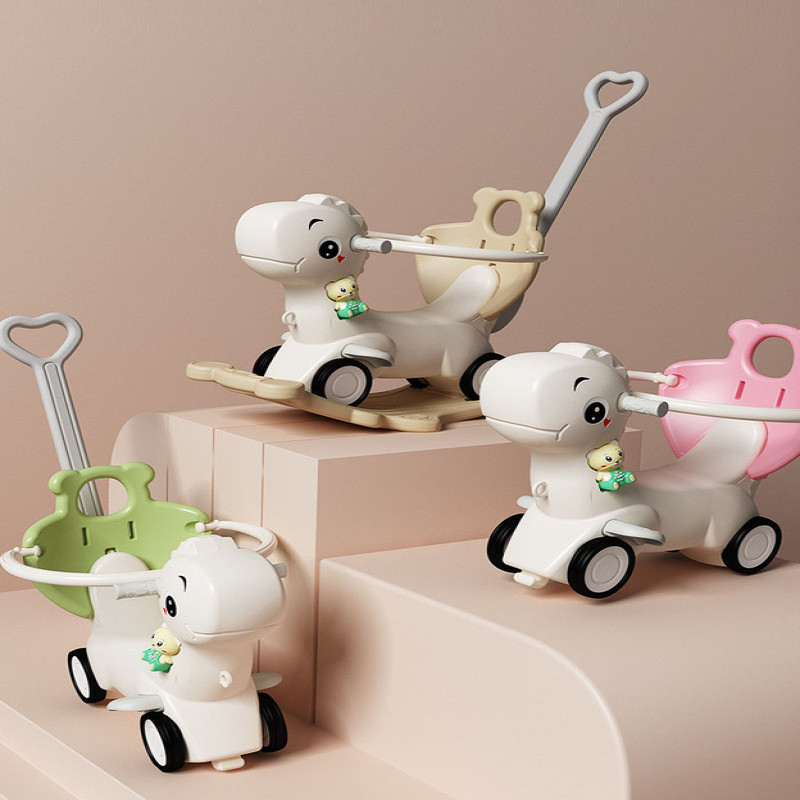 حصان هزاز مع مسند للظهر للأطفال الصغار مع لوح تواز...