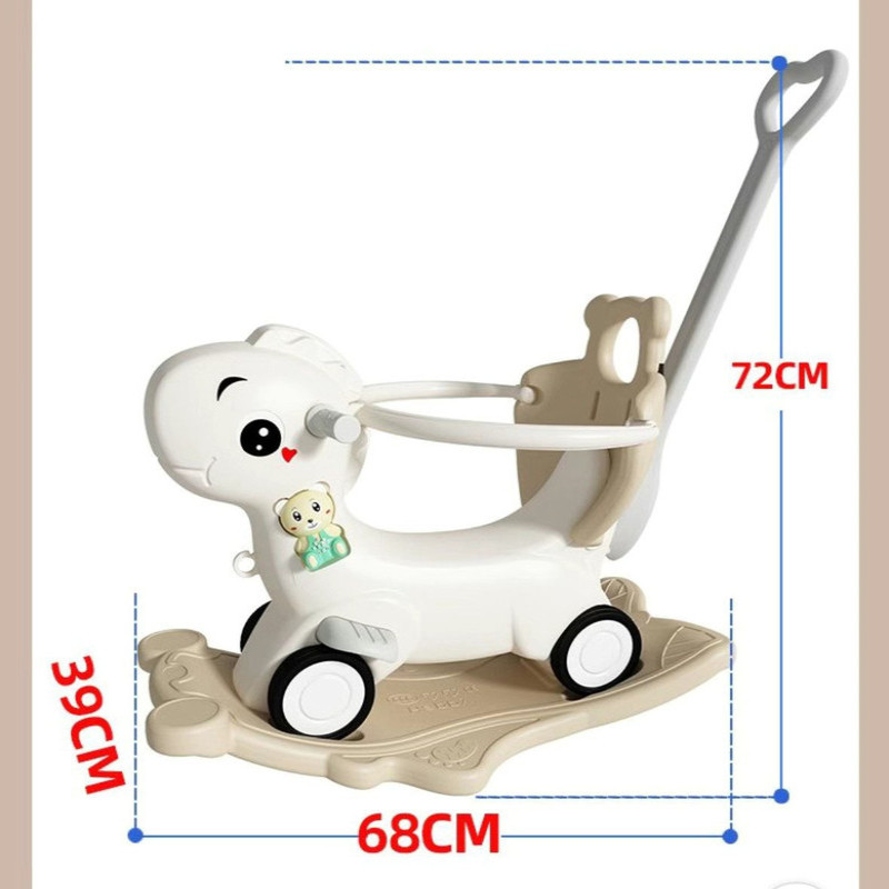 حصان هزاز مع مسند للظهر للأطفال الصغار مع لوح تواز...