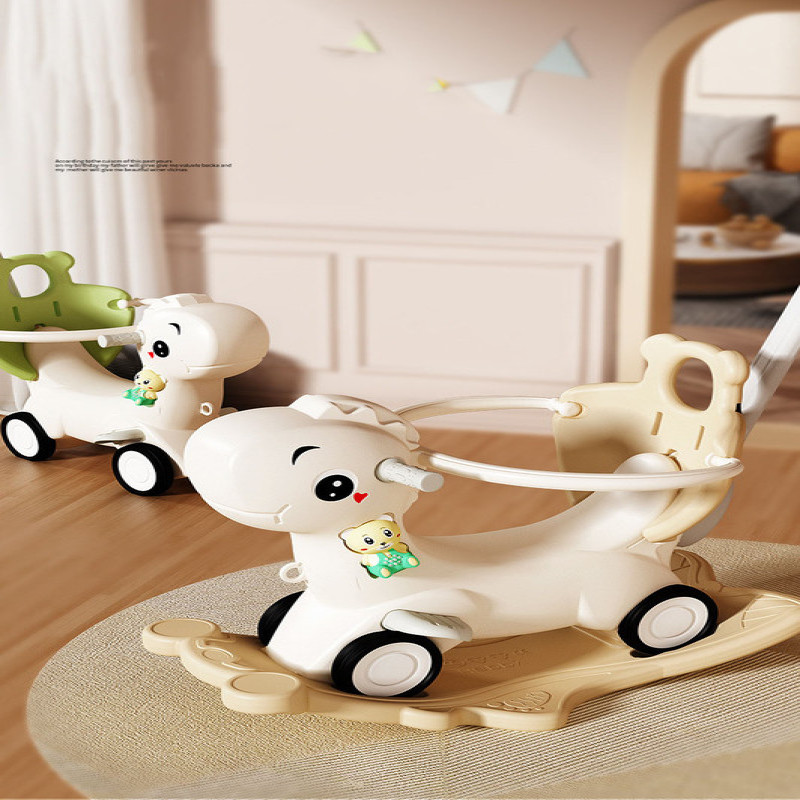 حصان هزاز مع مسند للظهر للأطفال الصغار مع لوح تواز...