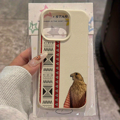 Falcon Pattern Lychee Texture Phone Case For iPhone 11 12 13 14 15 16 17 Pro Max X XS XR 17 Air Shockproof Soft TPU Cover