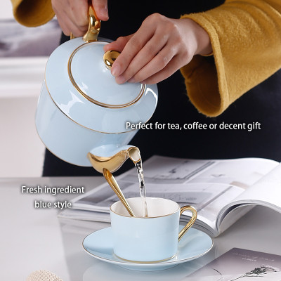 الذهب الأزرق العظام الصين القهوة مجموعة الخزف الفا...