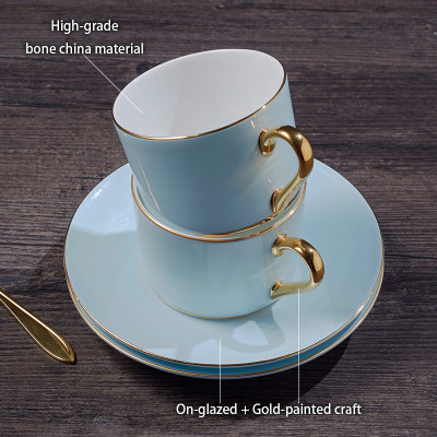 الذهب الأزرق العظام الصين القهوة مجموعة الخزف الفا...