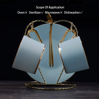 الذهب الأزرق العظام الصين القهوة مجموعة الخزف الفا...