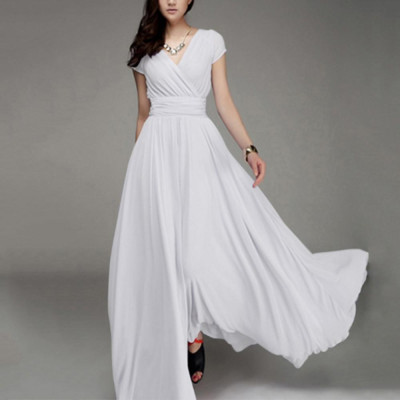 Women's maxi evening dress bohemian in a solid color