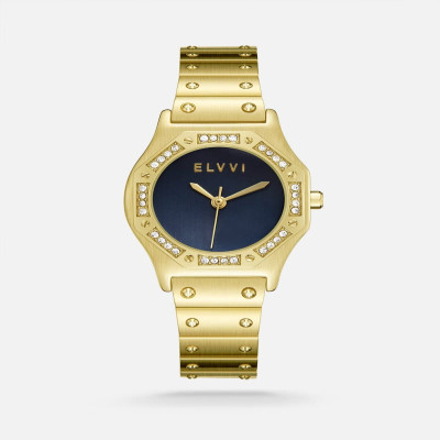 ‎ ساعة نسائية بسير ستيل باللون الذهبي