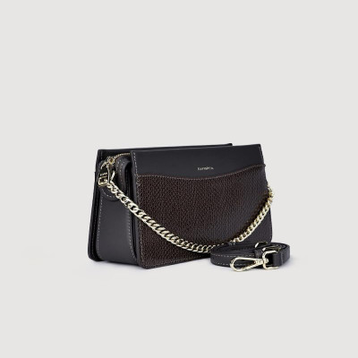 ‎ شنطة نسائية من الجلد باللون الرمادي