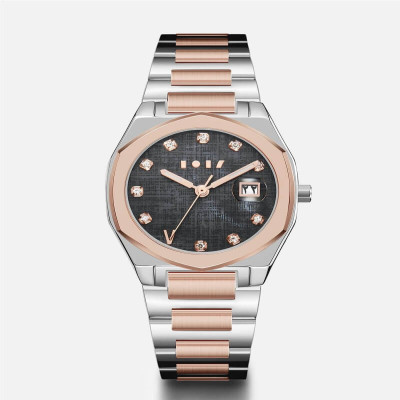 ‎ ساعة عُزوف النسائية بلون فضي وروز قولد