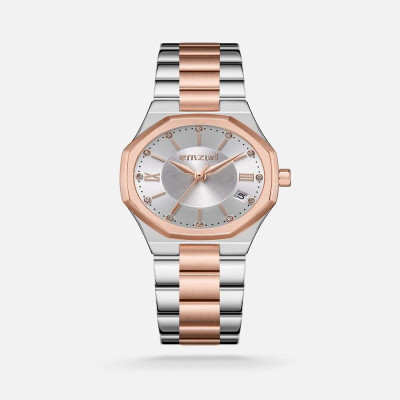 ‎ ساعة نسائية ستيل باللون الفضي والروز قولد