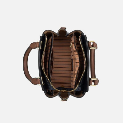 ‎ شنطة نسائية باللون الأزرق والبني