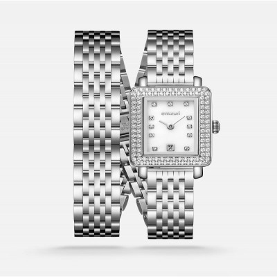 ‎ ساعة نسائية بسير ستيل باللون الفضي