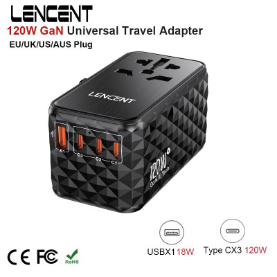 محول سفر عالمي LENCENT 120W