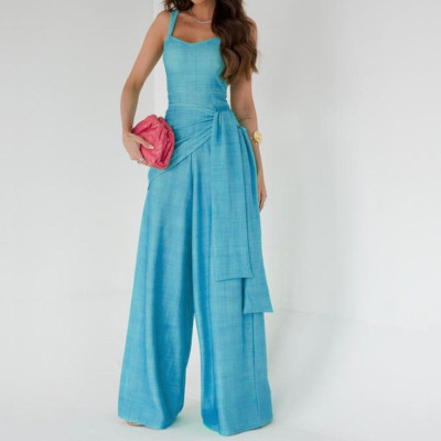 بدلة قفز طويلة برباط على الموضة