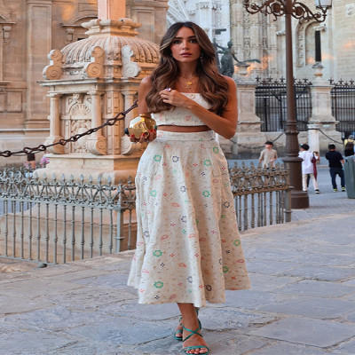 التطريز التنانير الطويلة الدعاوى النساء أنيقة فضفا...