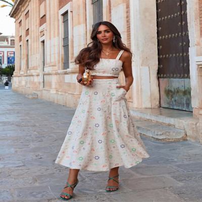 التطريز التنانير الطويلة الدعاوى النساء أنيقة فضفا...