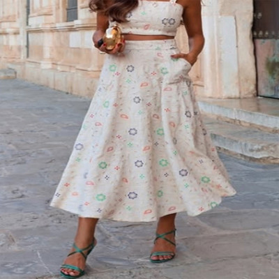 التطريز التنانير الطويلة الدعاوى النساء أنيقة فضفا...