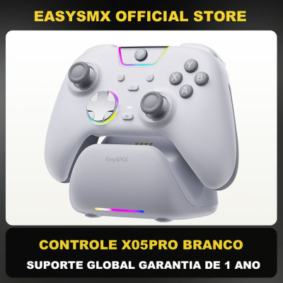 وحدة تحكم لاسلكية EasySMX X05Pro مع قاعدة شحن، أزرار صامتة، بطارية 1000 مللي أمبير، 3 أوضاع متوافقة مع سويتش/كمبيوتر/هاتف/ستيم