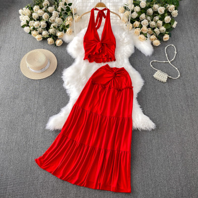 فستان أنيق مثير مكشكش للعطلات