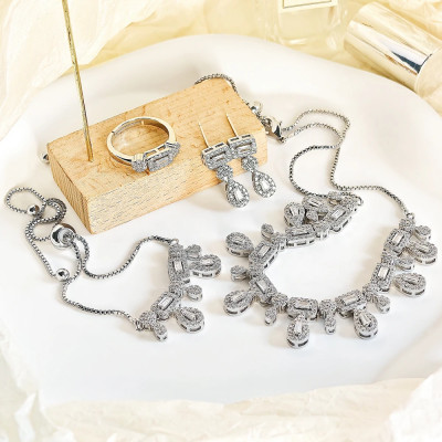 Moonso الفاخرة مصمم فضي اللون الكمثرى طقم مجوهرات...