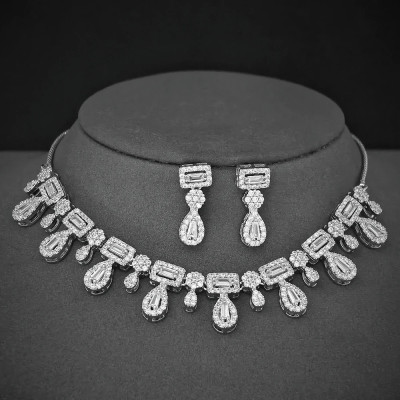 Moonso الفاخرة مصمم فضي اللون الكمثرى طقم مجوهرات...