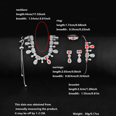 Moonso الفاخرة مصمم فضي اللون الكمثرى طقم مجوهرات...