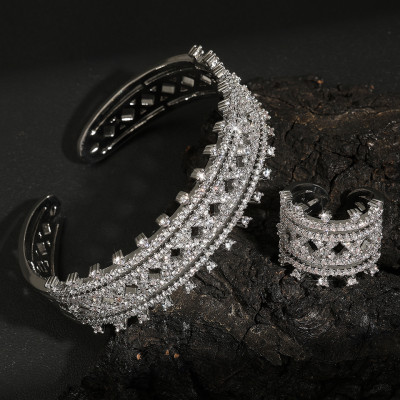 ZAKOL الفاخرة لامعة AAA الزركون سوار حلقة مجموعة ل...