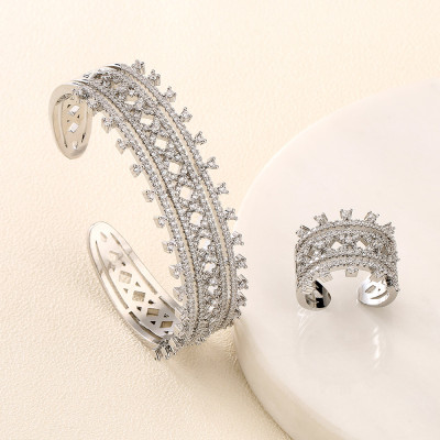 ZAKOL الفاخرة لامعة AAA الزركون سوار حلقة مجموعة ل...