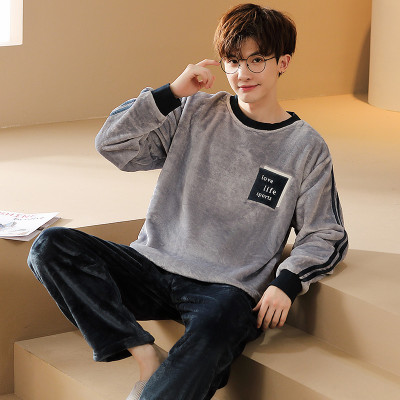 طقم بيجاما من الفلانيل بأكمام طويلة للرجال