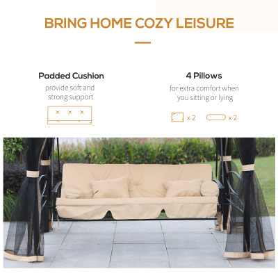 أرجوحة فناء قابلة للطي 3 في 1 مع مظلة شرفة خارجية،...