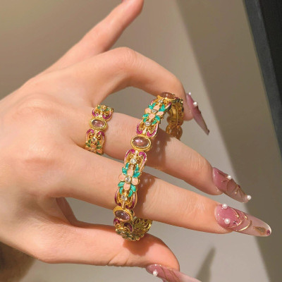 الكلاسيكية نمط القصر الملونة المينا الأرجواني العق...