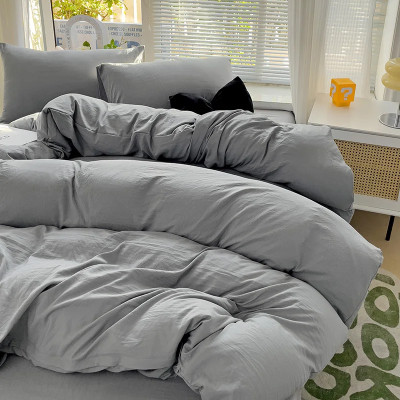 الصلبة أغطية سرير طقم سرير من القطن 4 قطعة مع ورقة...