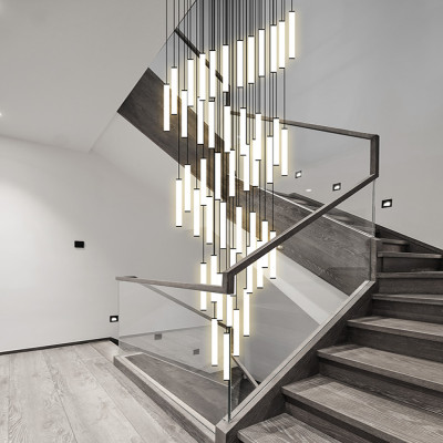 LED خط طويل الثريا الحديثة الدرج مصباح سقف معلق مص...