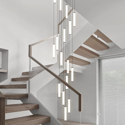 LED خط طويل الثريا الحديثة الدرج مصباح سقف معلق مص...