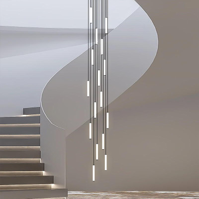 LED خط طويل الثريا الحديثة الدرج مصباح سقف معلق مص...