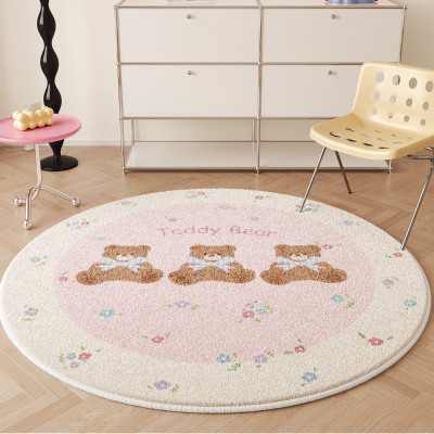 لطيف جولة غرفة المعيشة السجاد الزخرفية الوردي فتاة...