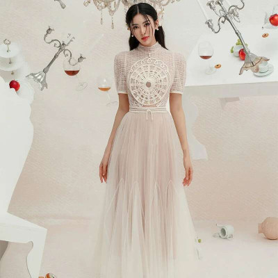 المشاهير المرأة الصيف تول الدانتيل التطريز فستان ح...