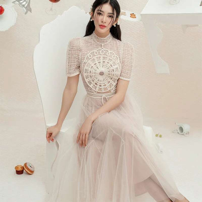 المشاهير المرأة الصيف تول الدانتيل التطريز فستان ح...