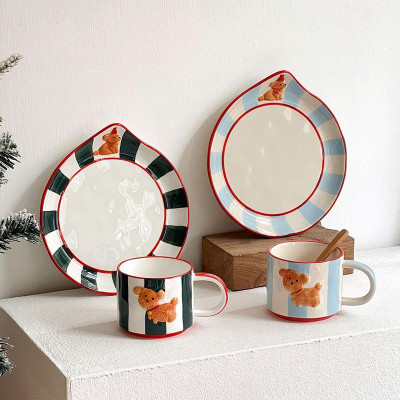 كوب قهوة سيراميك مطلي يدويًا للكلب ، طقم أدوات طاو...