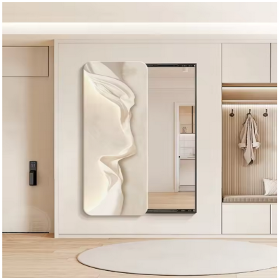 مرآة مخفية بطول كامل، لوحة زخرفية كريمية، مرآة ريا...