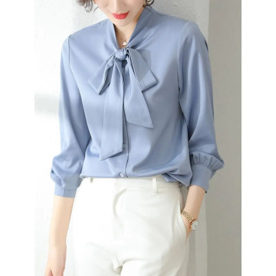 2025 حريري الساتان ربطة القوس فيونكة طوق قمصان طوي...