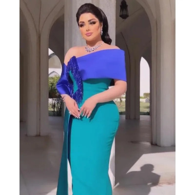 فستان نسائي طويل ماكسي مطرز أنيق بدون أكتاف فساتين...