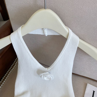 صدرية محبوكة بحمالة رقبة وردية للنساء ، بلوزة تنحي...